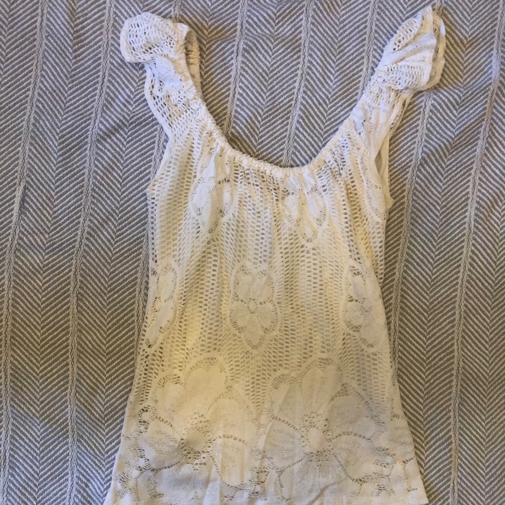 Charlotte Russe cream top with bow size large
